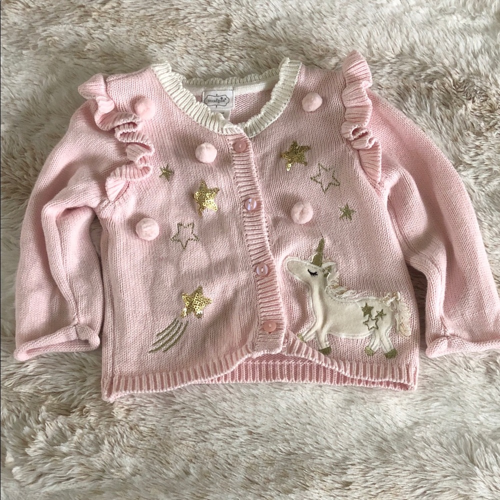 Mudpie Pink Unicorn Kids Cardigan